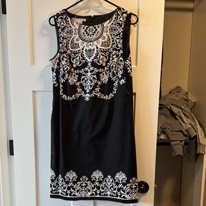 Maggy London Black and White Embroidered Mini Dress
